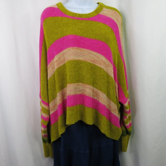 Free People Oversized Stripe Sweater Size Small Slouchy All About You Chenille - Picture 2 of 16